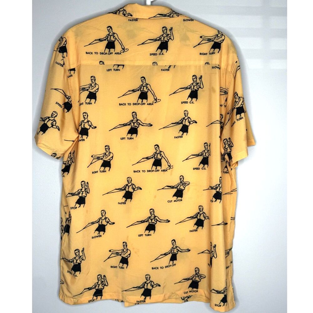 Duvin Yellow Graphic Hawaiian Ski Wakeboard Shirt Medium Retro Vacation Print M - Picture 3 of 7